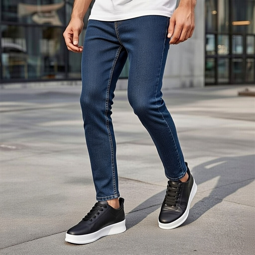 Sneakers Noir En Cuir Grainé, Confort Premium