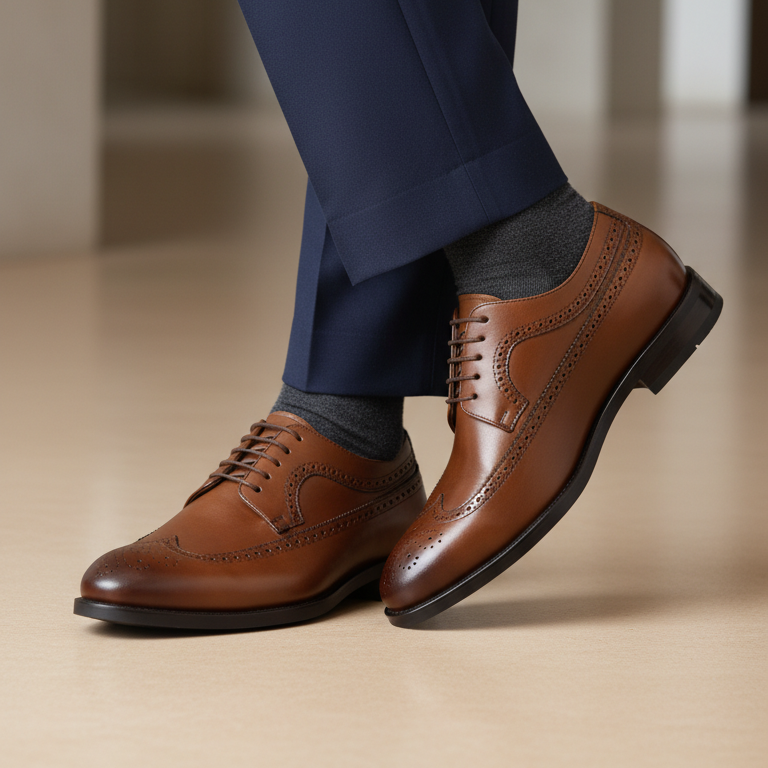 Oxford Brogue Cuir Marron Élégant