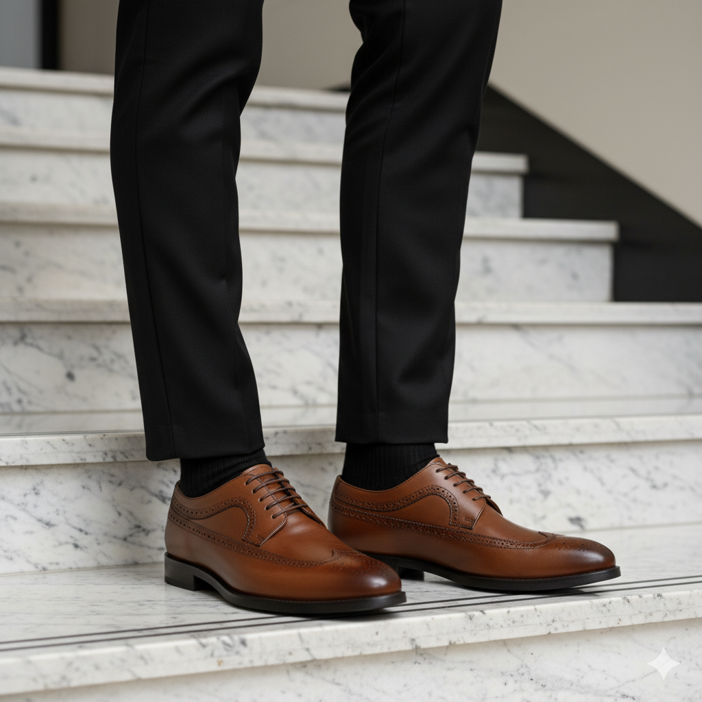 Oxford Brogue Cuir Marron Élégant