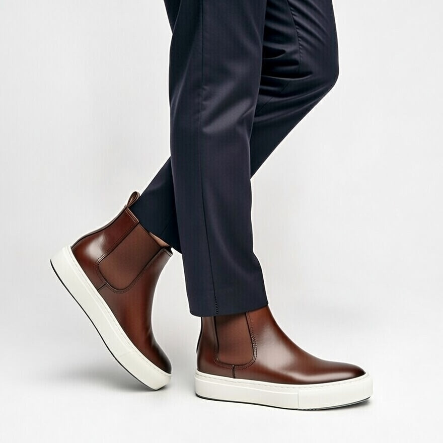 Boots Marron Tré élégant En Cuir Grainé