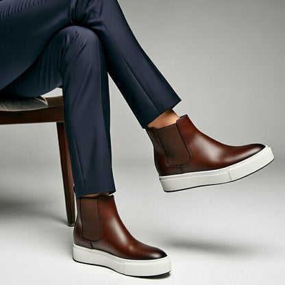 Boots Marron Tré élégant En Cuir Grainé