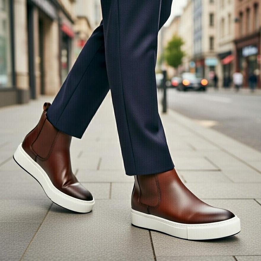 Boots Marron Tré élégant En Cuir Grainé