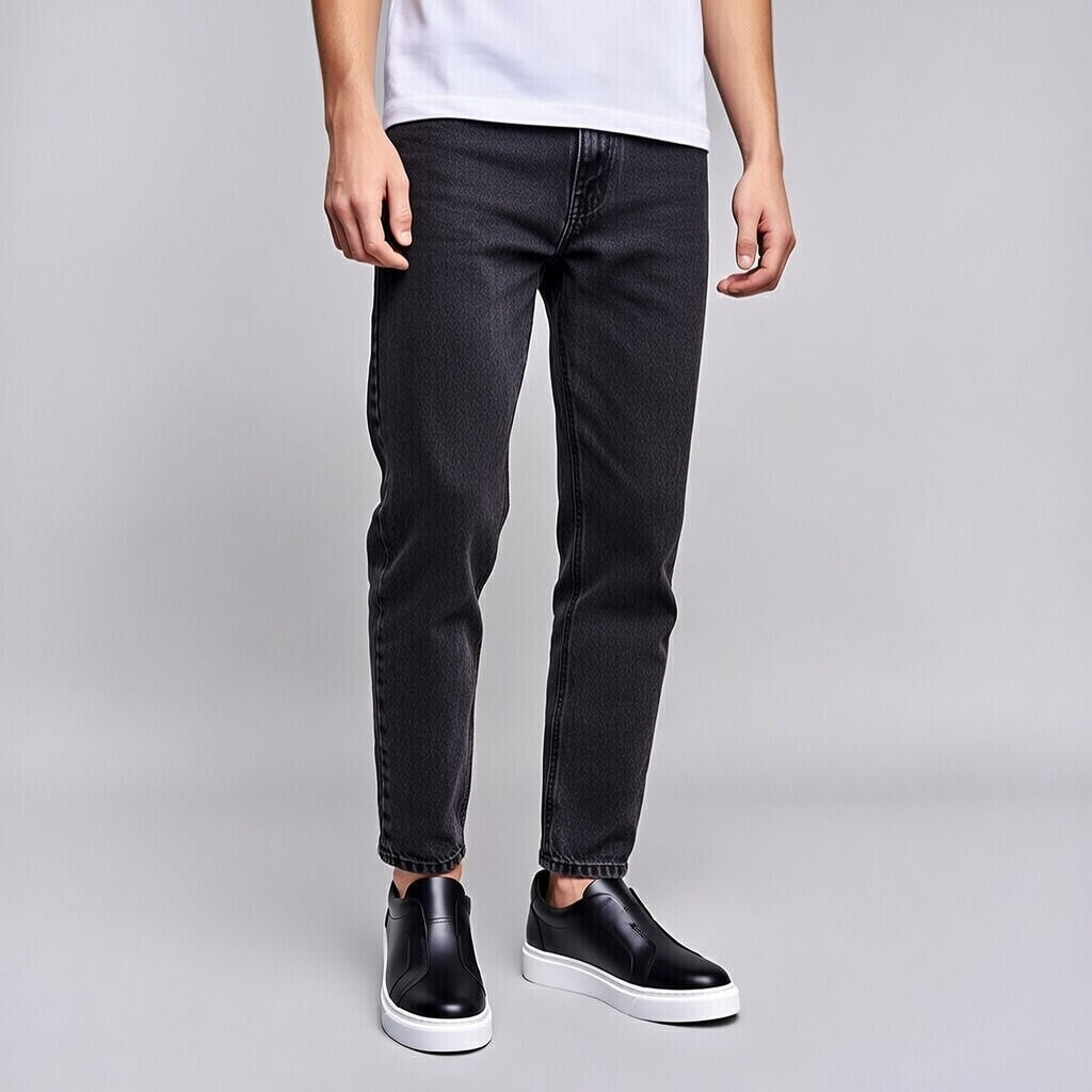 Sneakers Noir En Cuir Grainé, Confort Premium