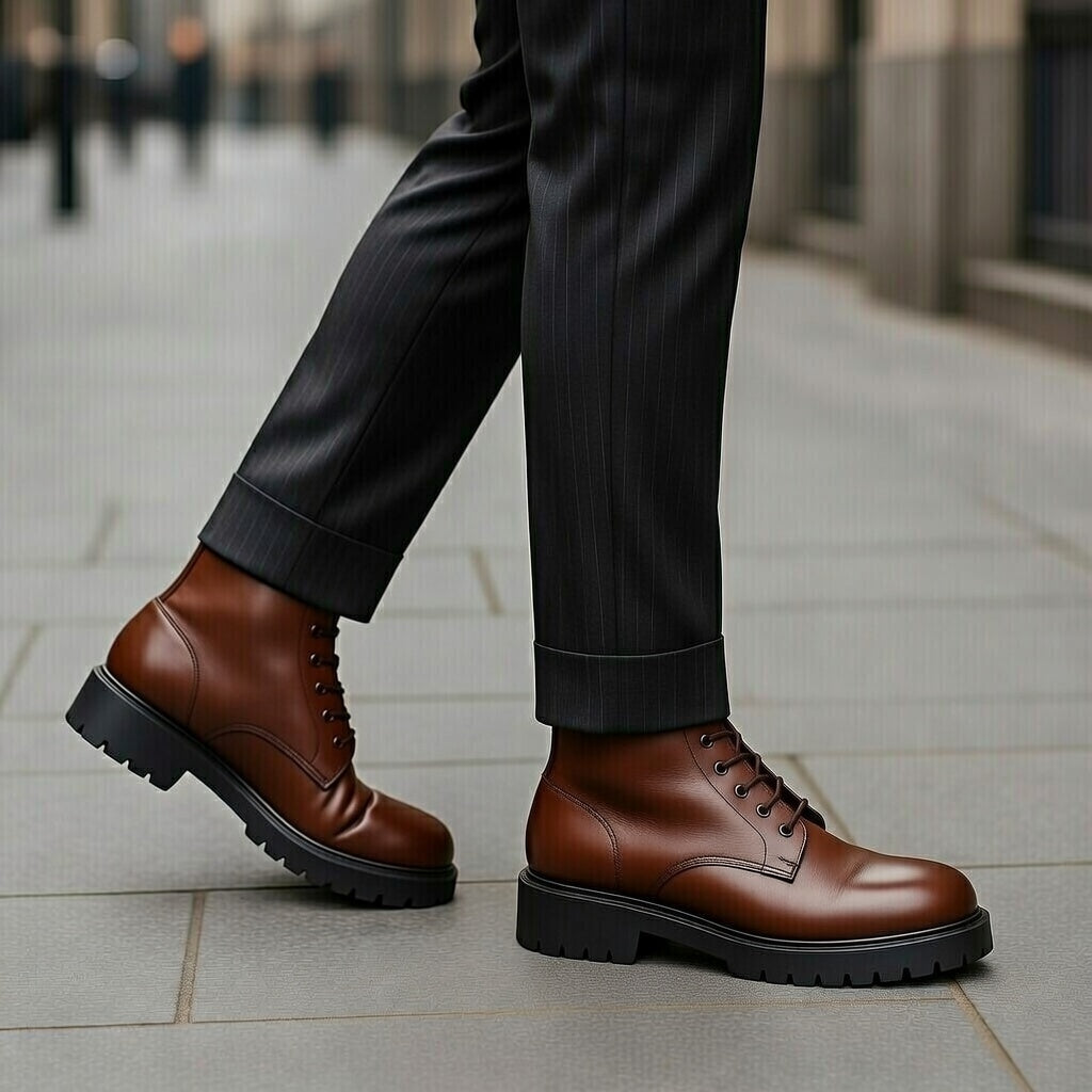 Boots Elégant En Cuir Grainé