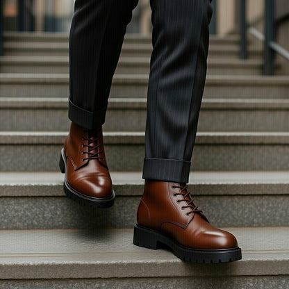 Boots Elégant En Cuir Grainé