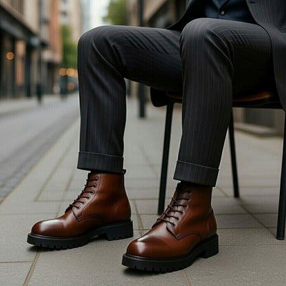 Boots Elégant En Cuir Grainé