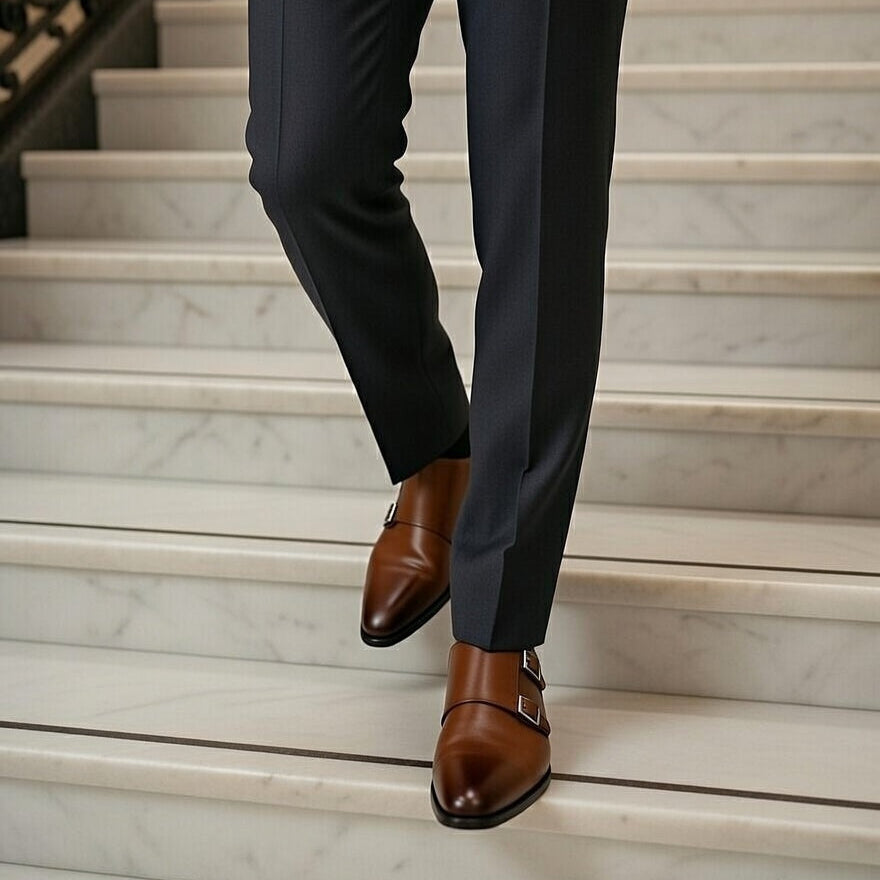 Double Monk Cuir Noble Marron