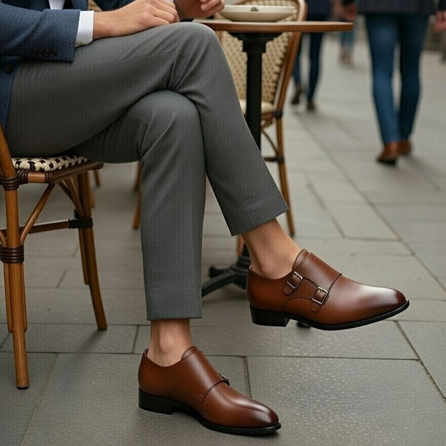 Double Monk Cuir Noble Marron