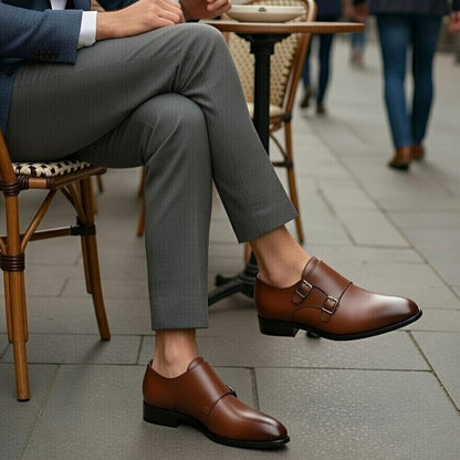 Double Monk Cuir Noble Marron
