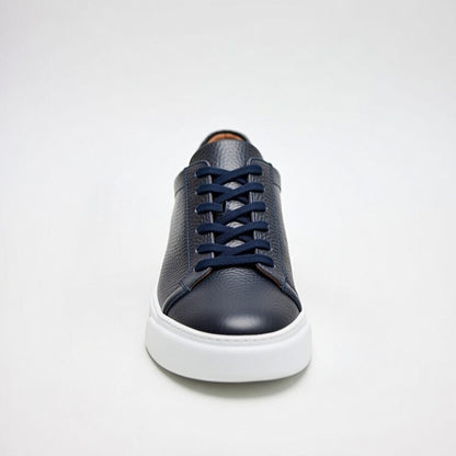 Sneakers  Bleu Marine En Cuir Grainé, Confort Premium