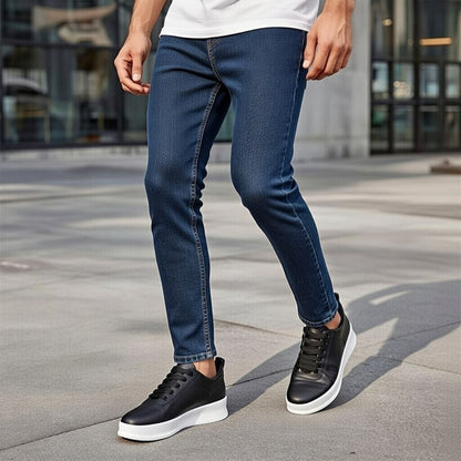 Sneakers Noir En Cuir Grainé, Confort Premium