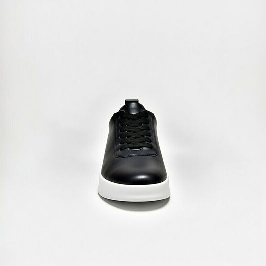Sneakers Noir En Cuir Grainé, Confort Premium