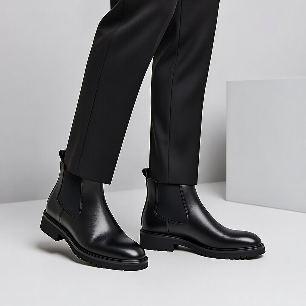 Boots Noir En Cuir Grainé