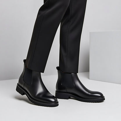 Boots Noir En Cuir Grainé