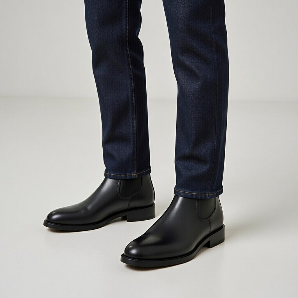Boots Noir En Cuir Grainé