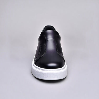 Sneakers Noir En Cuir Grainé, Confort Premium