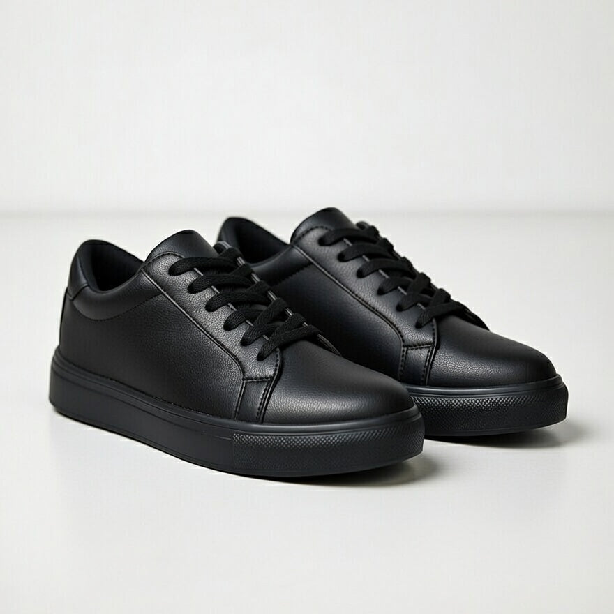Sneakers Noir En Cuir Grainé