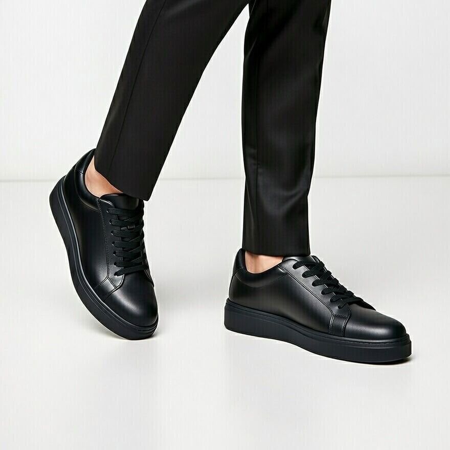Sneakers Noir En Cuir Grainé