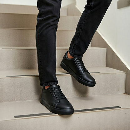 Sneakers Noir En Cuir Grainé