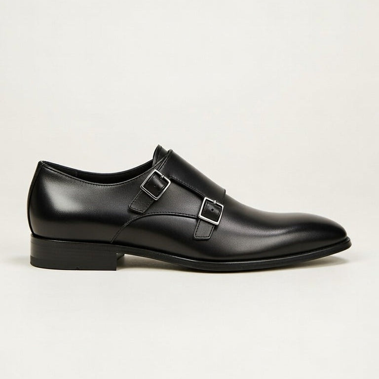 Double Monk Cuir Noble Noir