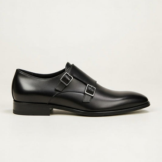 Double Monk Cuir Noble Noir