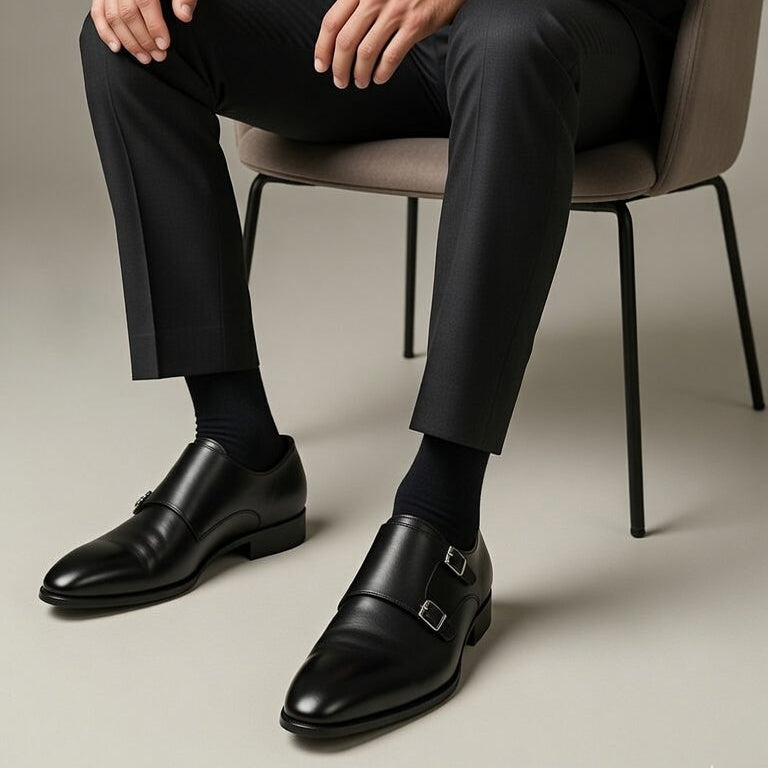 Double Monk Cuir Noble Noir