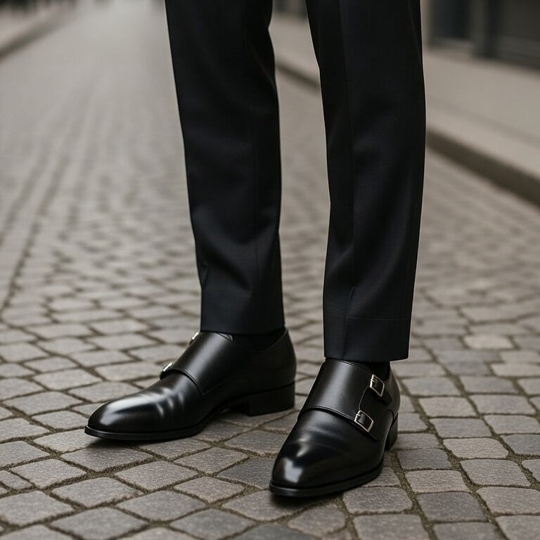 Double Monk Cuir Noble Noir