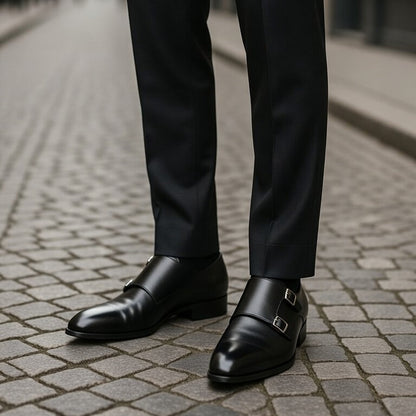 Double Monk Cuir Noble Noir